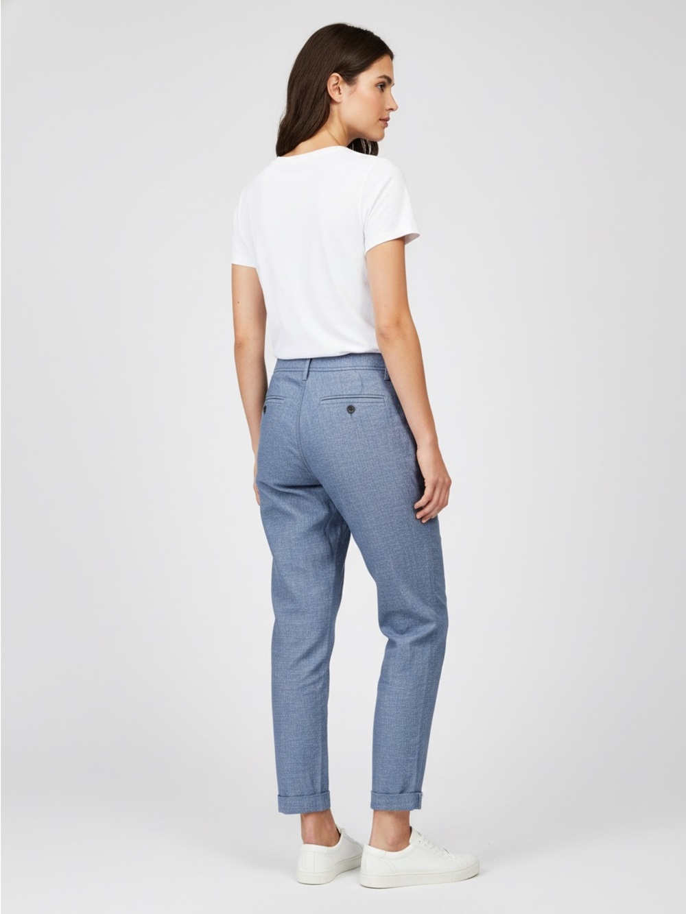 Talbots Girlfriend Chinos Pants Chambray Blue Linen Blend Size 6 NWOT